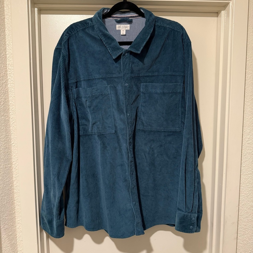 Sun + Stone Courdroy Snap Button up shirt Sz 2XL